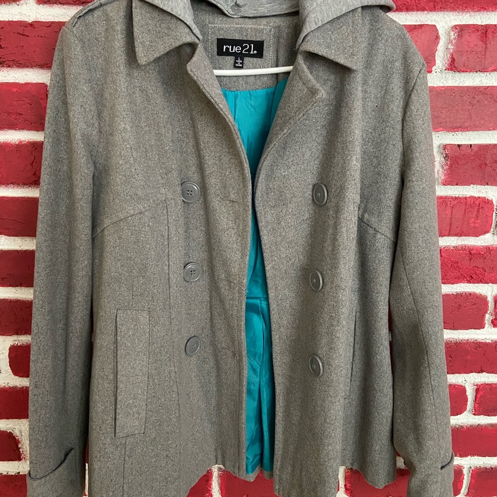 Gray Coat with Hoodie